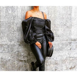 SALT Womens Top Size Medium Black Ruched Off the Shoulder Blouse